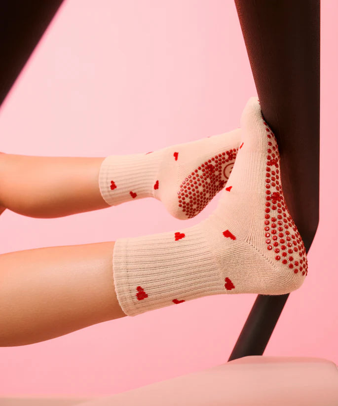 MoveActive Crew Non Slip Grip Socks - Love Me