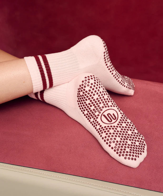 MoveActive Crew Non Slip Grip Socks - Sweetheart Stripes