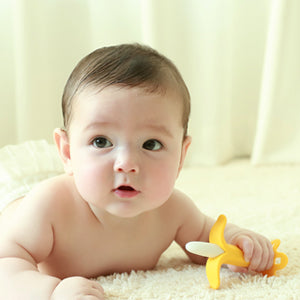 Baby Teether Banana Training Toothbrush with Strap and Storage Case