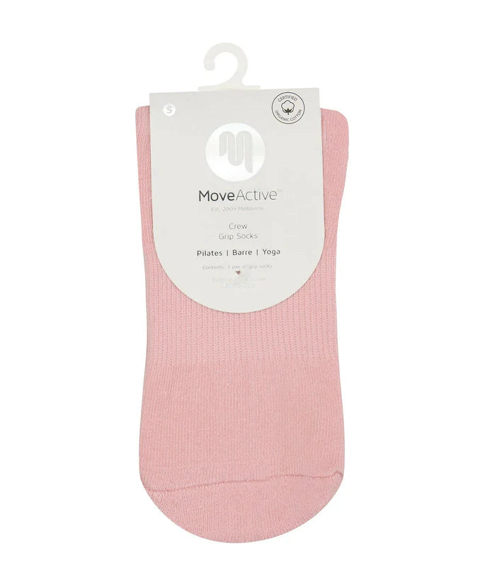 MoveActive Crew Non Slip Grip Socks - Vintage Rose Berry