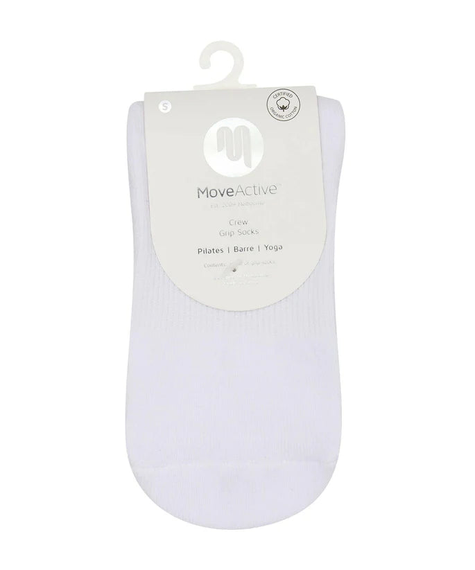 MoveActive Crew Non Slip Grip Socks - Vintage Rose White