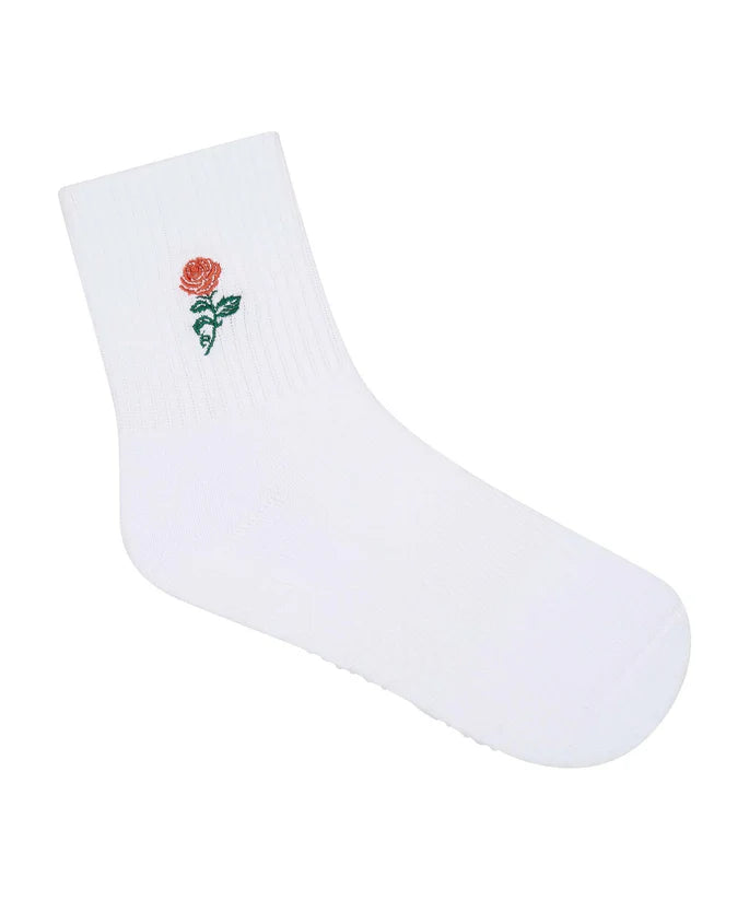 MoveActive Crew Non Slip Grip Socks - Vintage Rose White