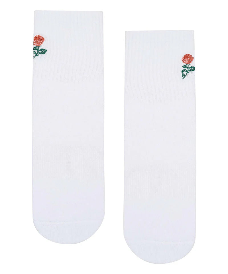 MoveActive Crew Non Slip Grip Socks - Vintage Rose White