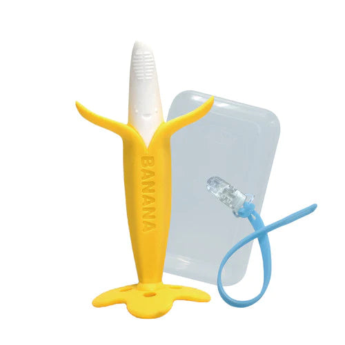 Baby Teether Banana Training Toothbrush with Strap and Storage Case