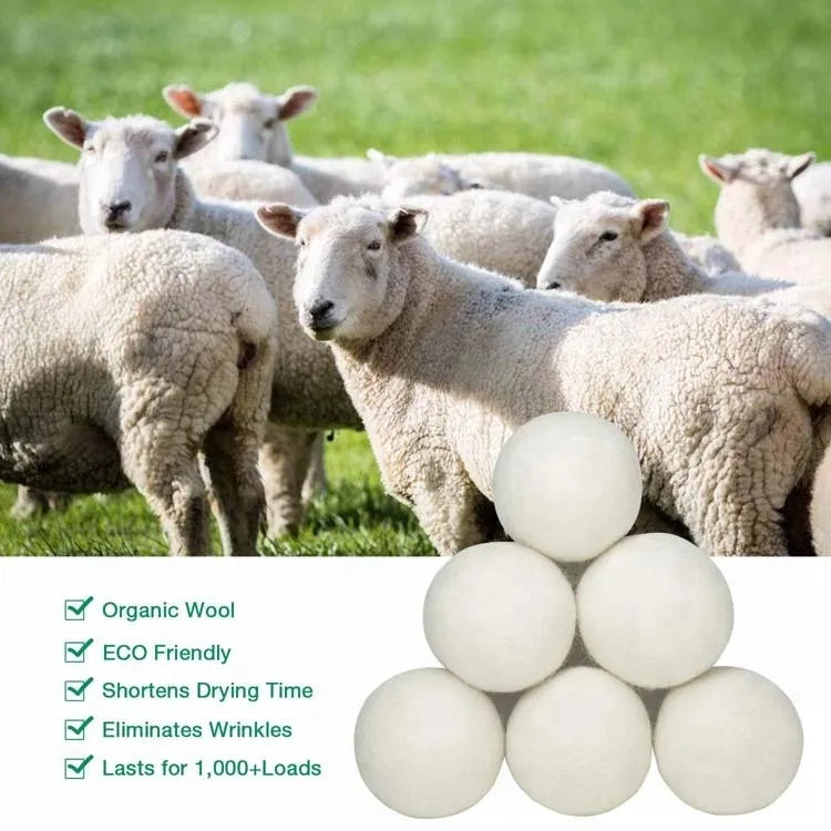 6pcs NZ Wool Dryer Balls 3 Grey and 3 Natural