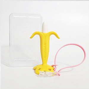 Baby Teether Banana Training Toothbrush with Strap and Storage Case